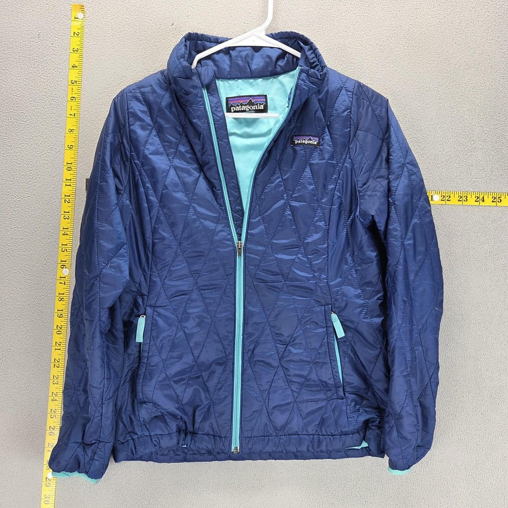 Patagonia Jacket Girls L 12 Blue Nano Puff Puffer Primaloft Insulated Full Zip